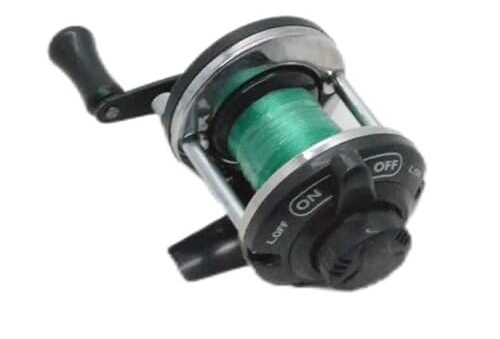 Carrete de Pesca Baitcasting, Color Negro y Verde, con Línea Preinstalada